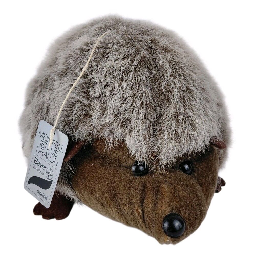 Bayer Dralon Hedgehog Plush 1970s Germany Tag Stuffed Animal Rare